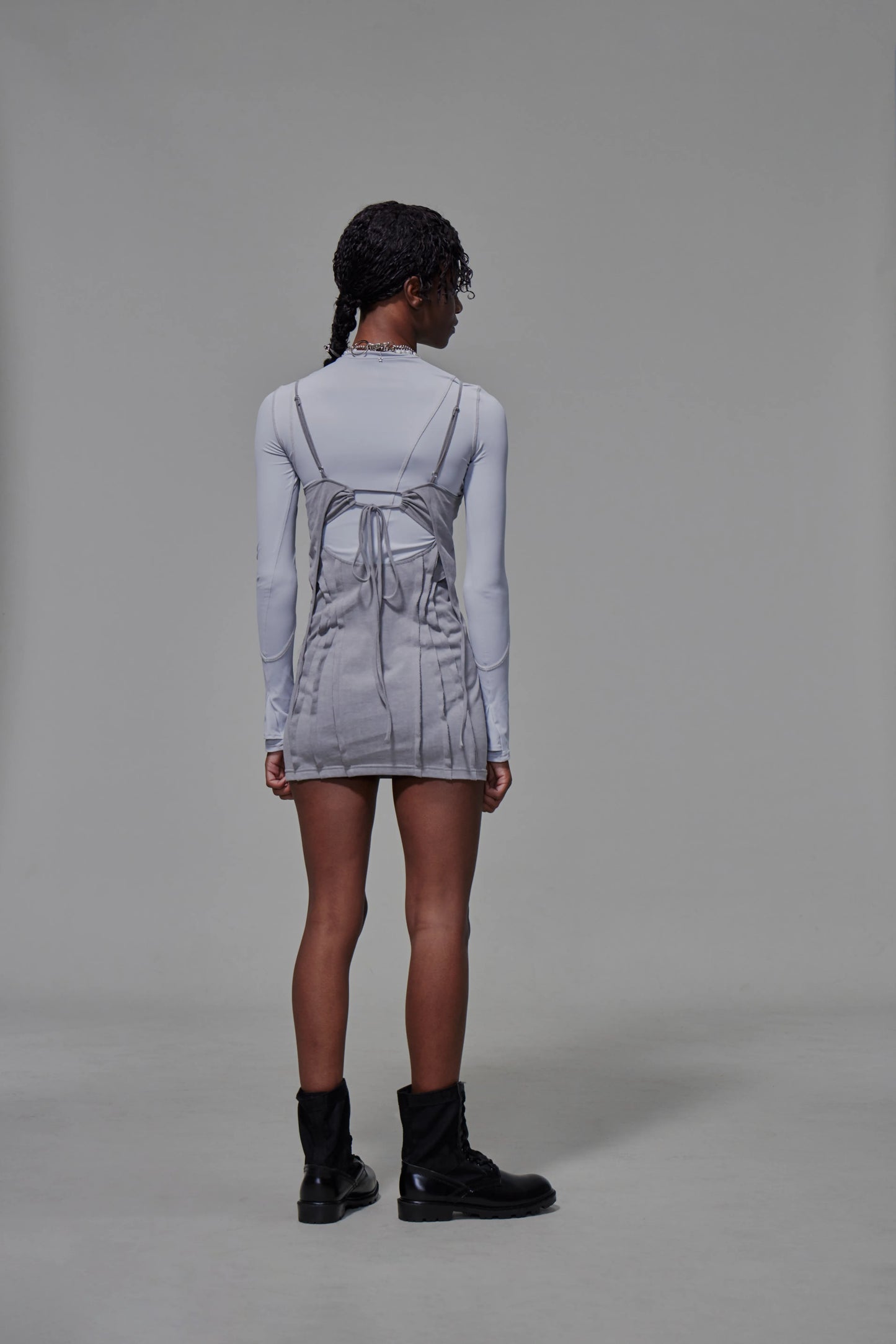 03 Body-con Cutout Mini Dress Light Grey